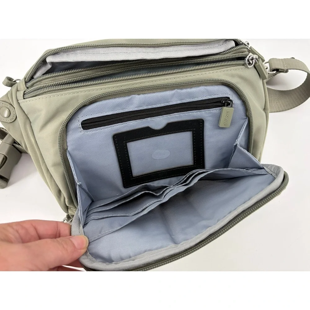IHKWIP The Class Act Zip Front Crossbody Army Sage, NWOT